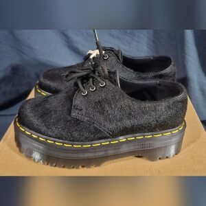 Dr Martens 1461 Quad Platform Shoes Hair-on Black Women Size 6 New No Box